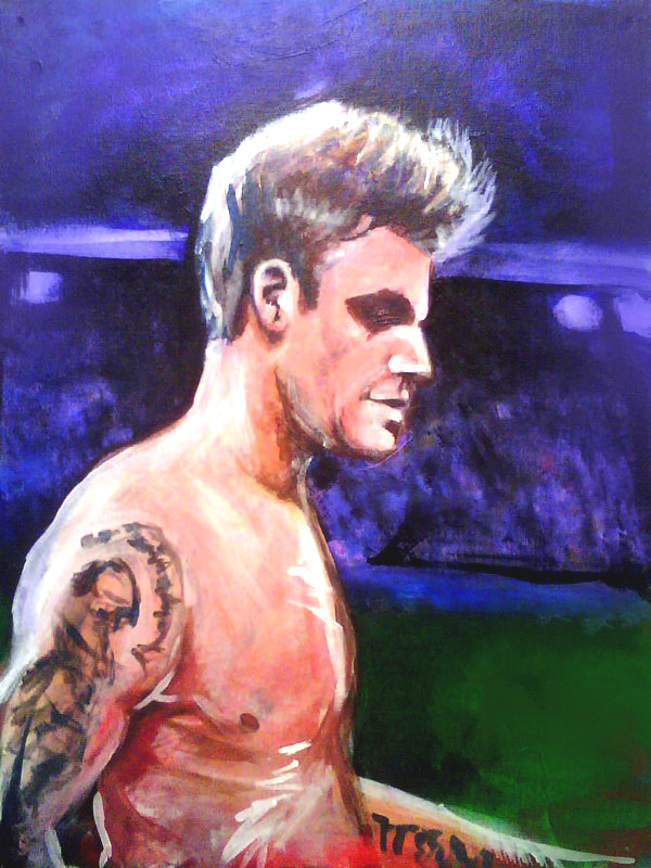 full view of David Beckham painting