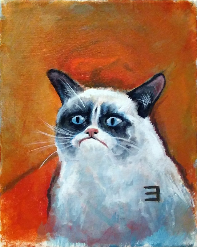 full view of Grumpy Cat painting