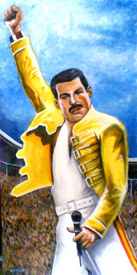 full view of Freddie Mercury - at Wembley painting