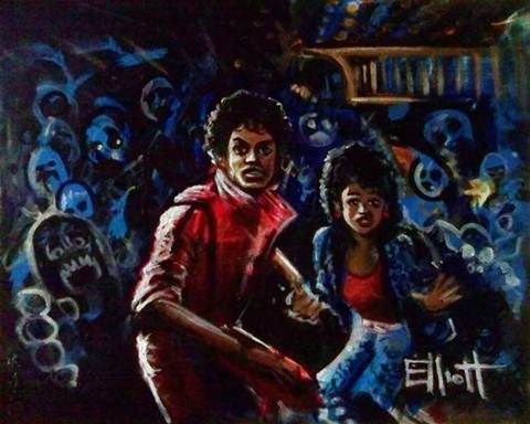 full view of Michael Jackson - Thriller painting