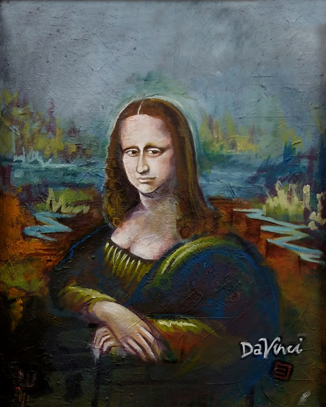full view of A Mona Lisa - by Da' Vinci painting