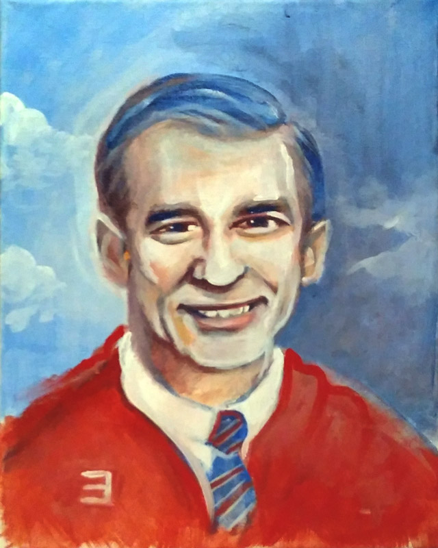 full view of Mr. Rogers painting