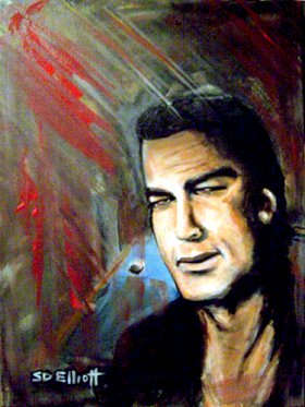 full view of Steven Seagal - Sees Red painting